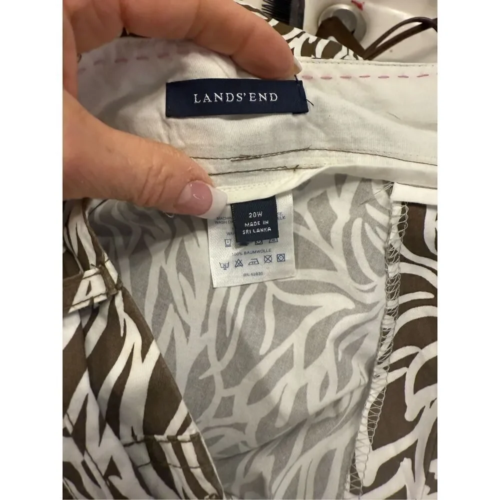 Lands End Women’s Skort Plus Sz. 22W Self Belt Pockets Brown/White